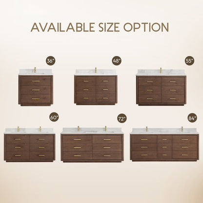 Porto 48" Free-standing Single Bath Vanity in Aged Dark Brown Oak