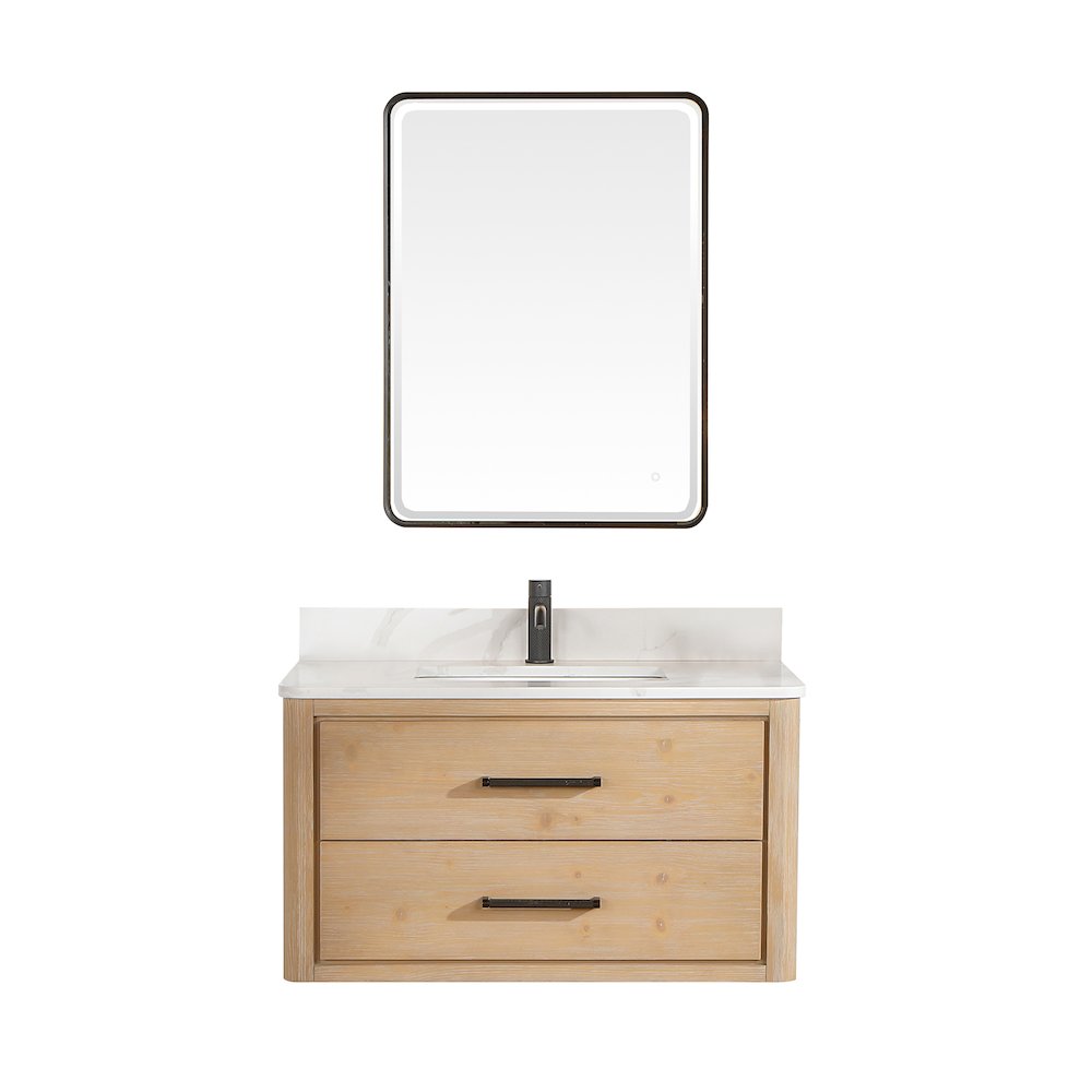 Cristo 36" Floating Single Bath Vanity in Fir Wood Brown