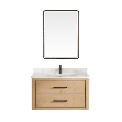 Cristo 36" Floating Single Bath Vanity in Fir Wood Brown