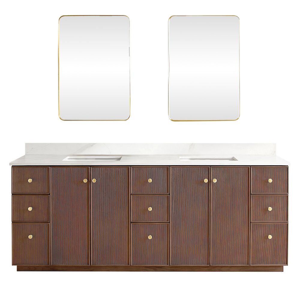 Oza 84" Free-standing Double Bath Vanity in Aged Dark Brown Oak