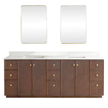 Oza 84" Free-standing Double Bath Vanity in Aged Dark Brown Oak