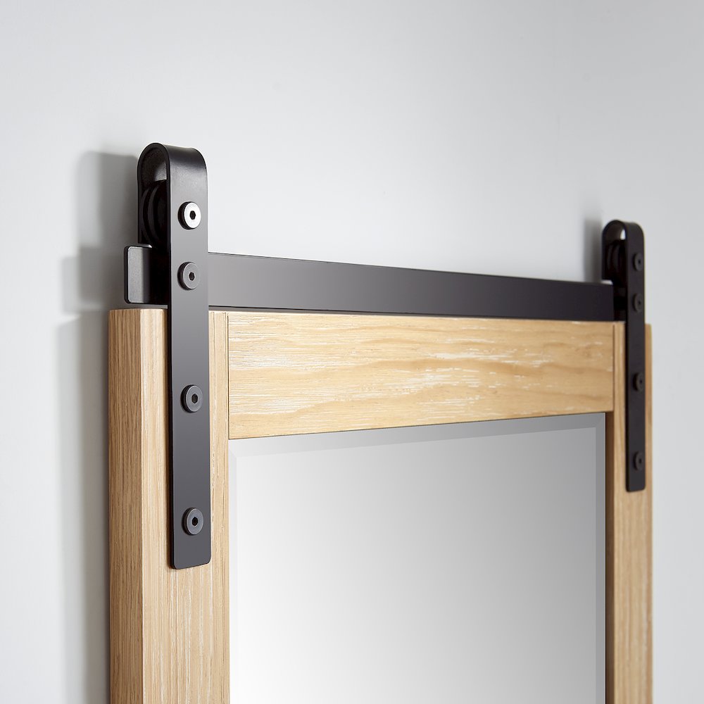 Cortes 24" Rectangular Bathroom Vanity Barndoor Wall Mount Mirror in Pine