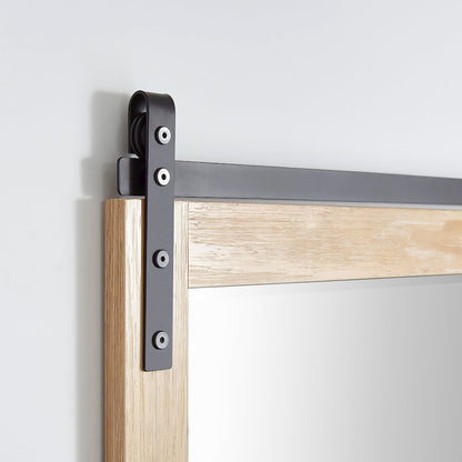 Cortes 72" Rectangular Bathroom Vanity Barndoor Wall Mount Mirror in Pine