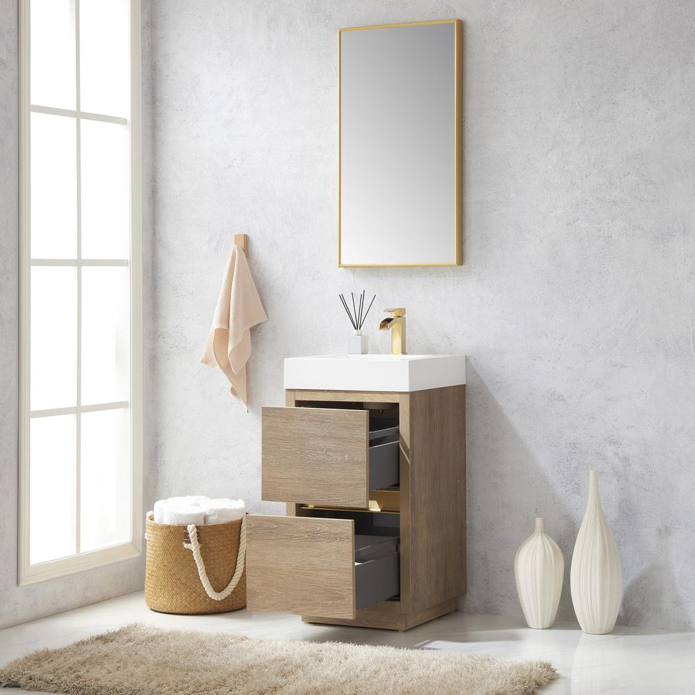 Single Sink Bath Vanity with Composite Integral Square Sink Top and Mirror