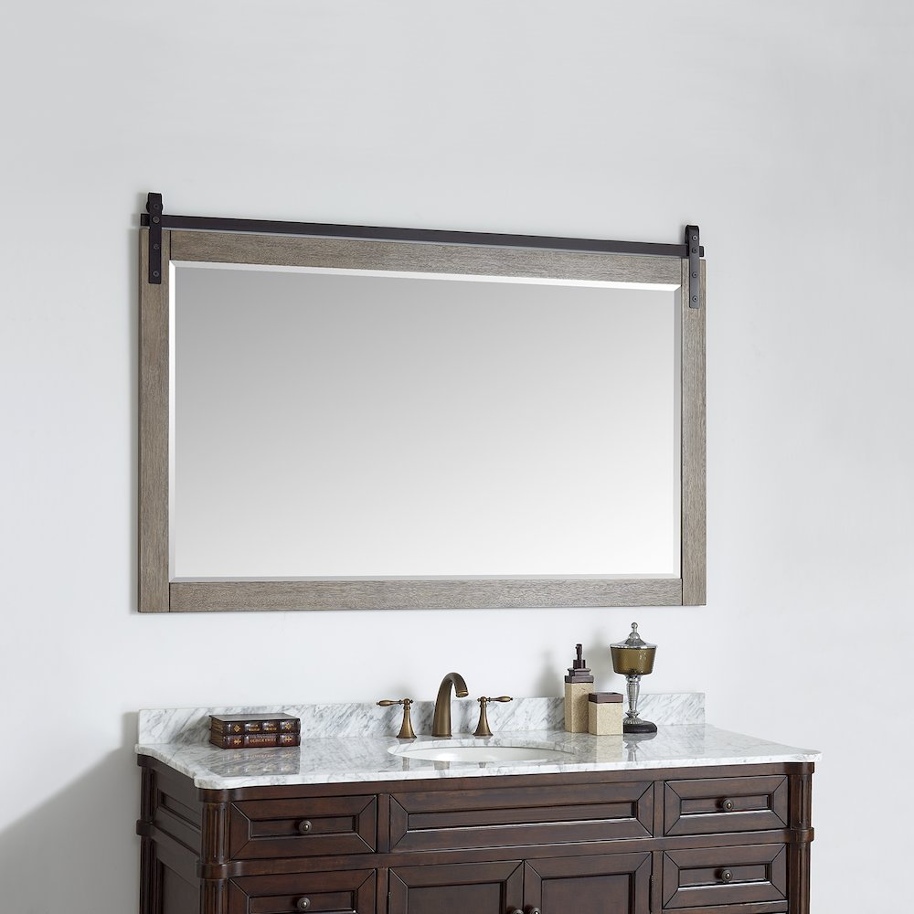 Cortes 60" Rectangular Bathroom Vanity Barndoor Wall Mount Mirror in Grey