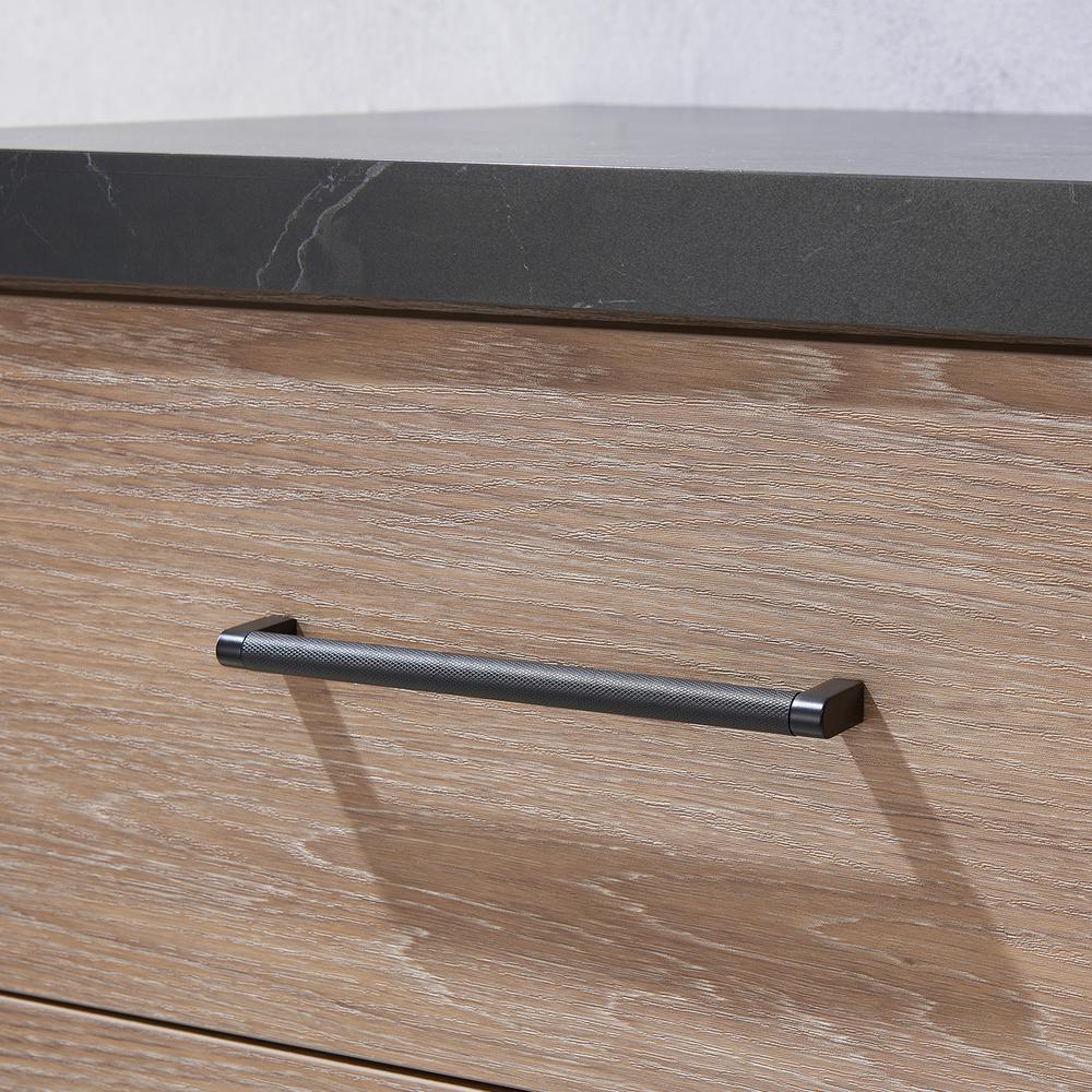 Single Sink Bath Vanity with Sintered Stone Top with Concrete Sink and Mirror