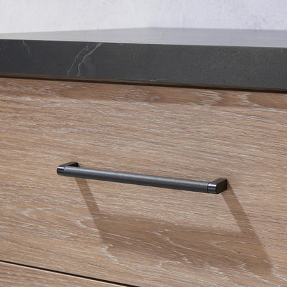 Single Sink Bath Vanity with Sintered Stone Top with Concrete Sink and Mirror