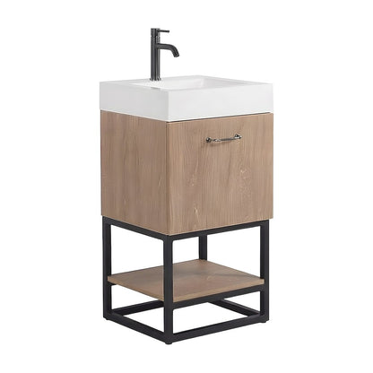 PVC Waterproof Single Bathroom Vanity with Sink and Stone Countertop, Cabinet