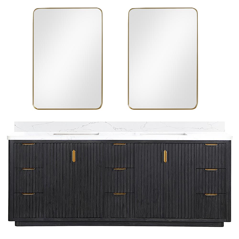 Free-standing Double Bathroom Vanity with Composite top and Mirror