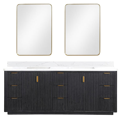 Free-standing Double Bathroom Vanity with Composite top and Mirror