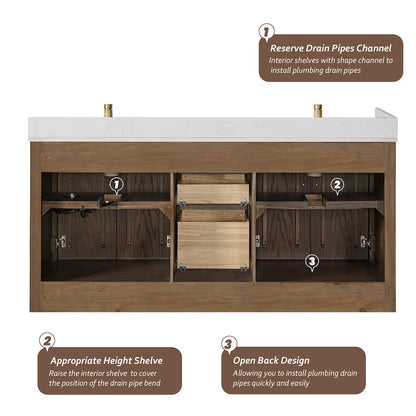 Jakarta 72" Freestanding Double Bath Vanity in Aged Dark Brown Oak