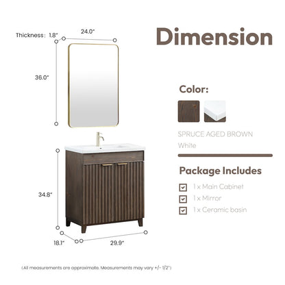 Palos 30" Free-standing Single Bath Vanity in Spruce Aged Brown
