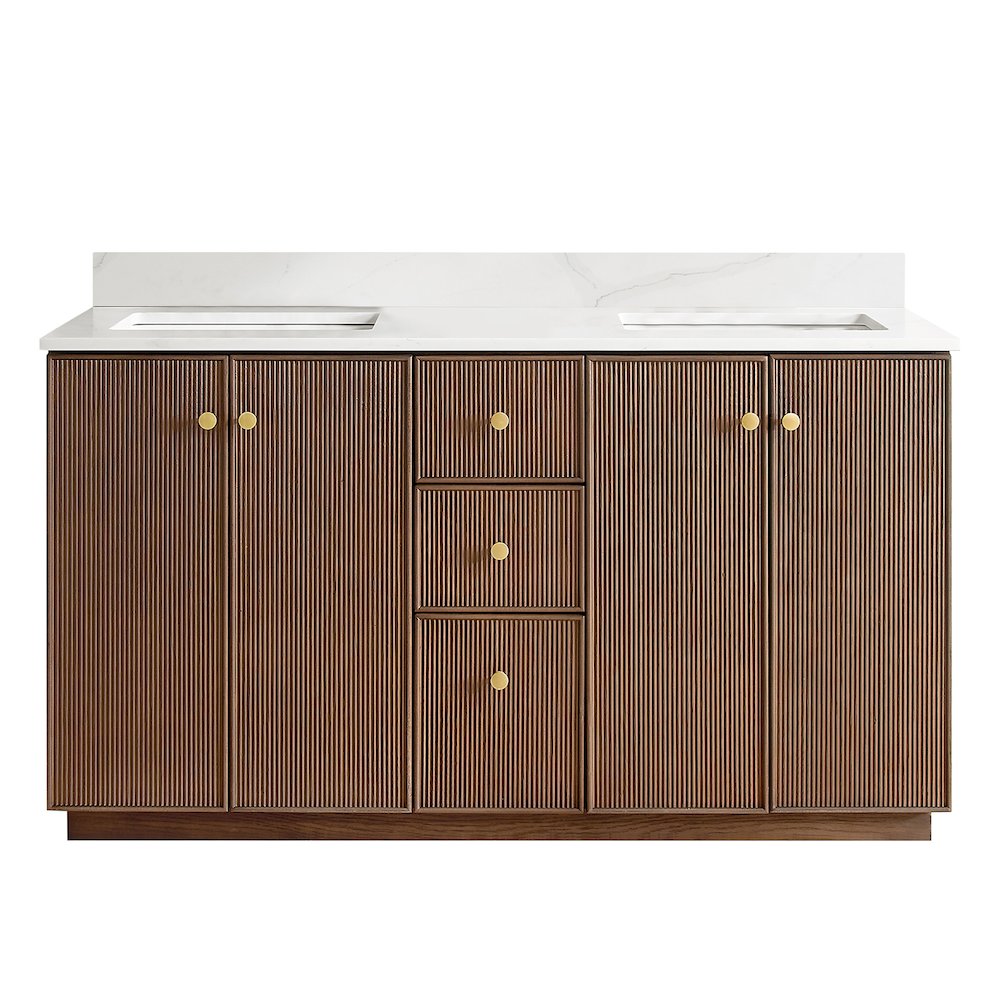 Oza 60M" Free-standing Double Bath Vanity in Aged Dark Brown Oak