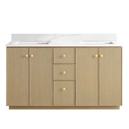 Oza 60M" Free-standing Double Bath Vanity in Aged Natural Oak