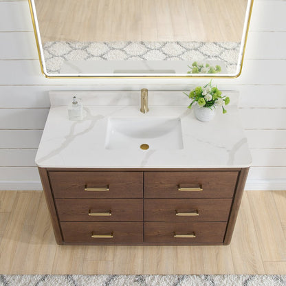 Porto 48" Free-standing Single Bath Vanity in Aged Dark Brown Oak