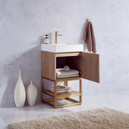 18" Single Sink Bath Vanity with Whole Artificial Stone Basin Top