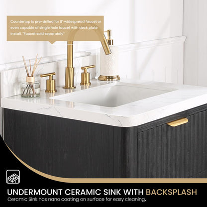 Free-standing Single Bathroom Vanity with Composite top and Mirror