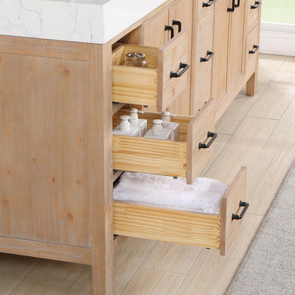Free-standing Double Bathroom Vanity with Composite top in Lightning White
