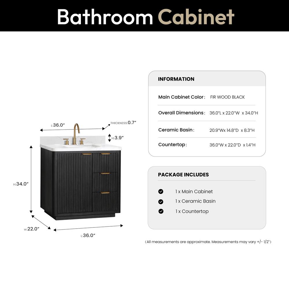 Free-standing Single Bathroom Vanity with Composite top in Lightning White