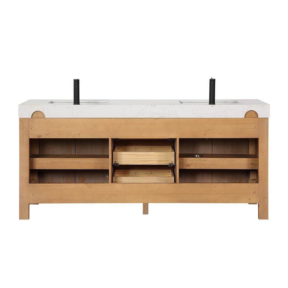 Free-standing Double Bathroom Vanity with Composite top in Lightning White