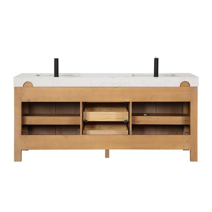 Free-standing Double Bathroom Vanity with Composite top in Lightning White