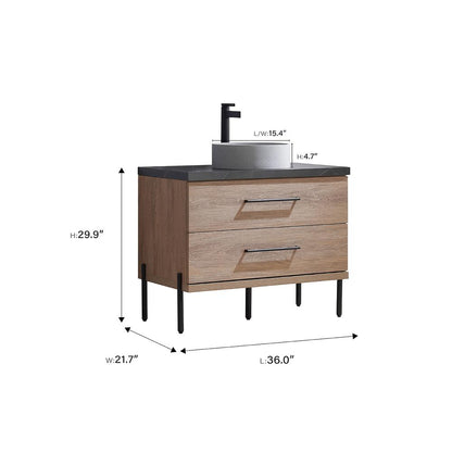 Single Sink Bath Vanity with Black Sintered Stone Top with Concrete Sink