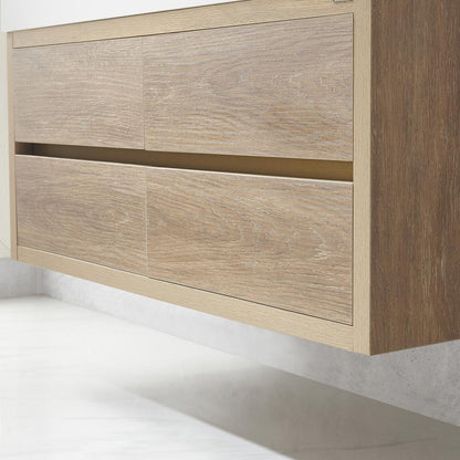 Single Sink Wall-Mount Bath Vanity with Composite Integral Square Sink Top