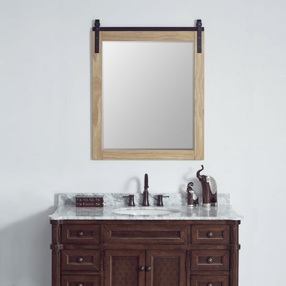 Cortes 32" Rectangular Bathroom Vanity Barndoor Wall Mount Mirror in Pine