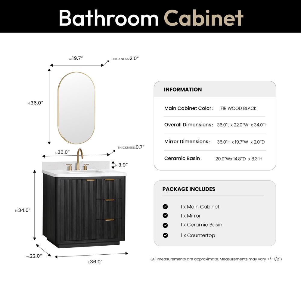 Free-standing Single Bathroom Vanity with Composite top and Mirror
