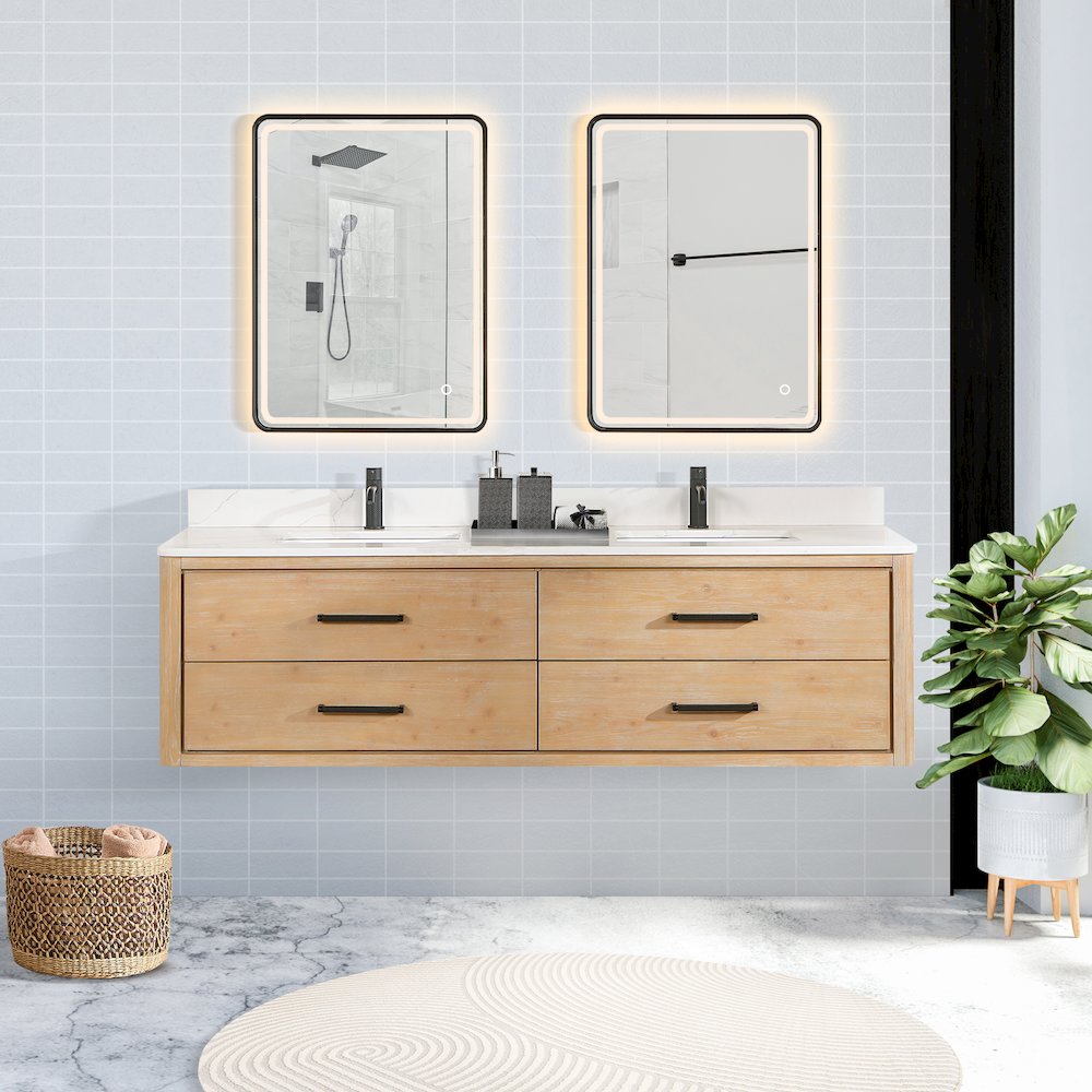Cristo 72" Floating Double Bath Vanity in Fir Wood Brown