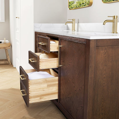 Jakarta 72" Freestanding Double Bath Vanity in Aged Dark Brown Oak