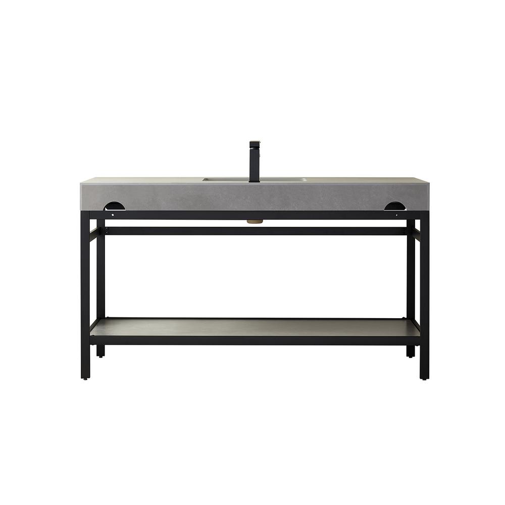 Single Sink Bath Vanity Metal Support with Grey Sintered Stone Top