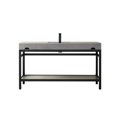 Single Sink Bath Vanity Metal Support with Grey Sintered Stone Top