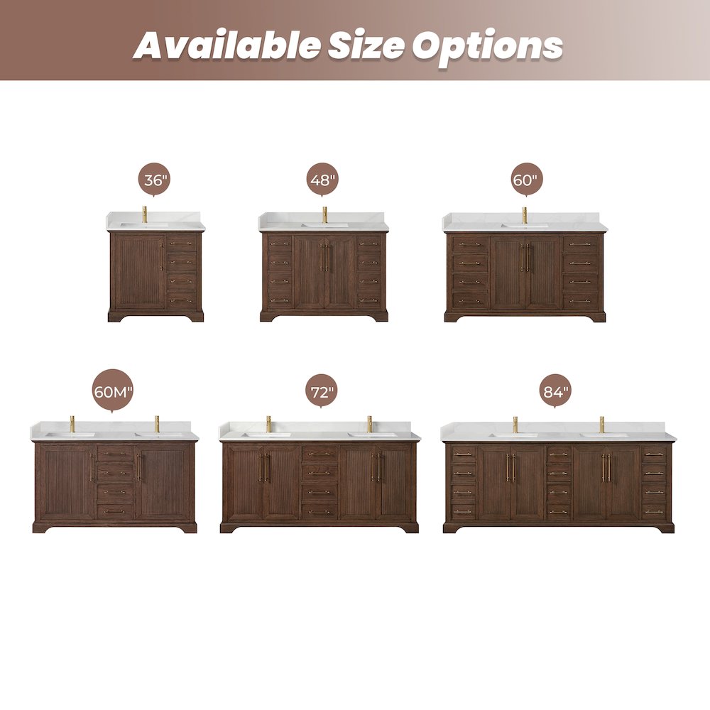 Tokyo 36" Freestanding Single Bath Vanity in Aged Dark Brown Oak