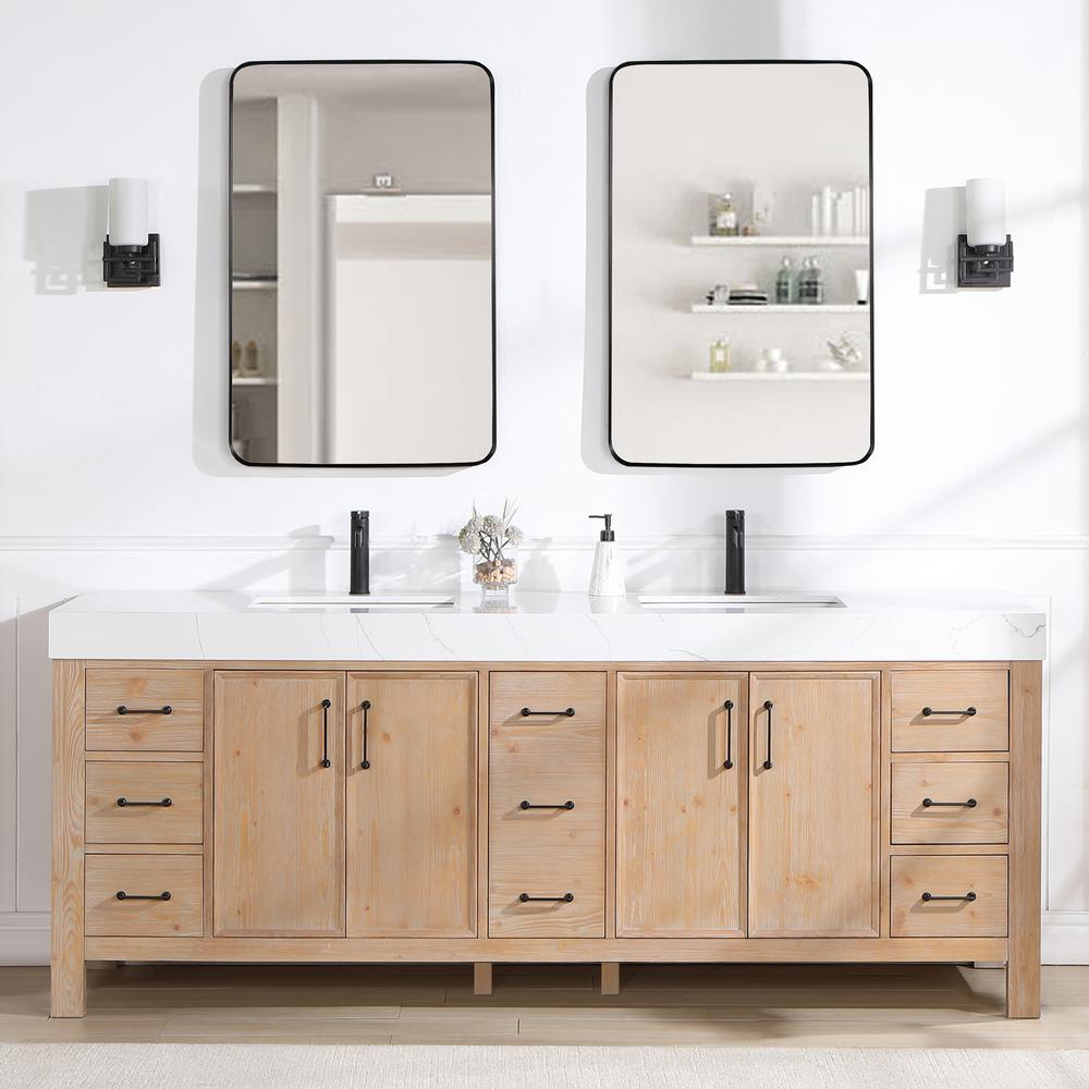 Free-standing Double Bathroom Vanity with Composite top and Mirror
