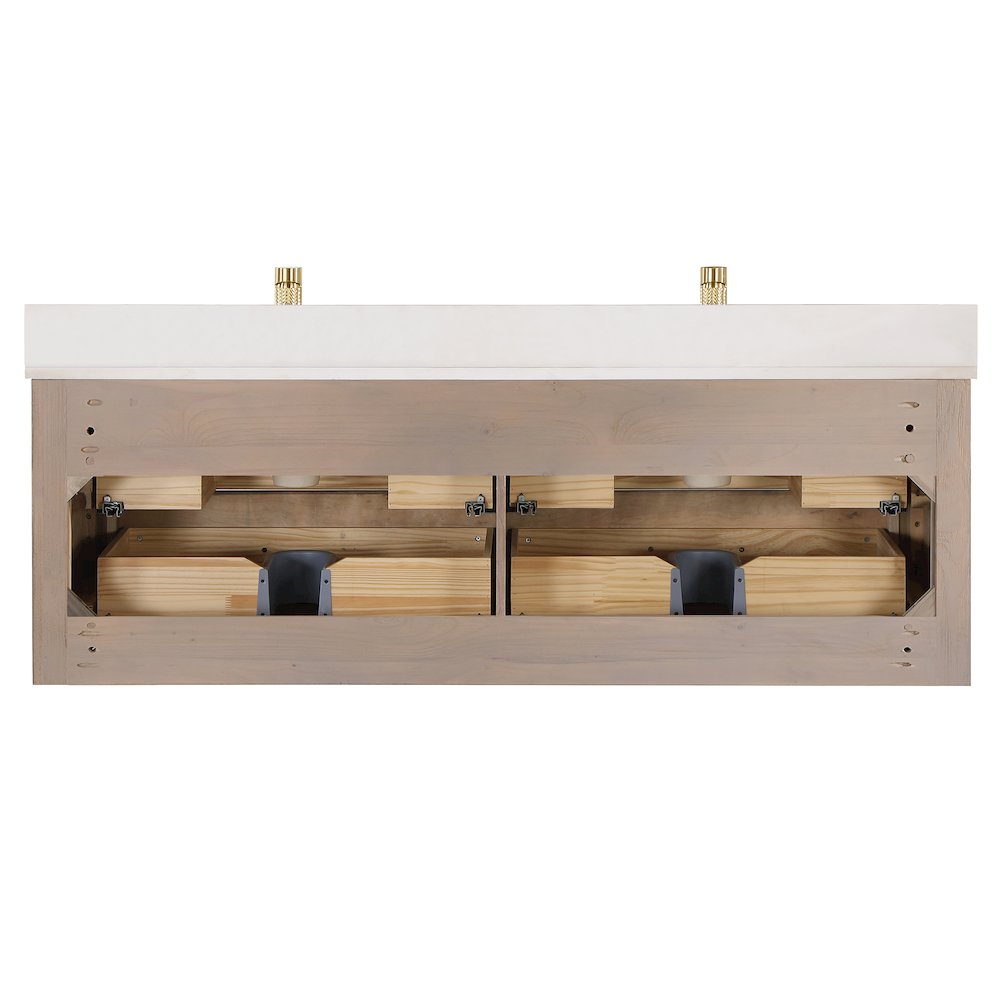 Cristo 60M" Floating Double Bath Vanity in Aged Dark Brown Oak