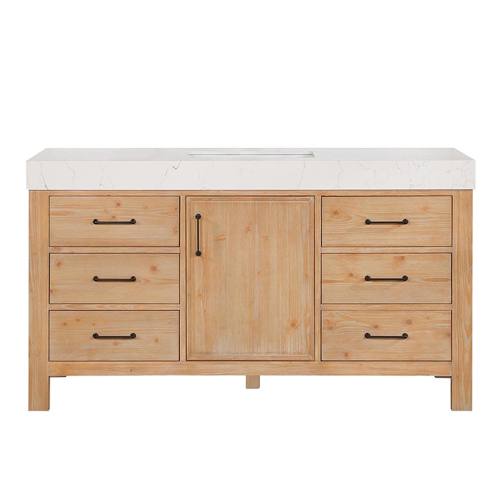 Free-standing Single Bathroom Vanity with Composite top in Lightning White
