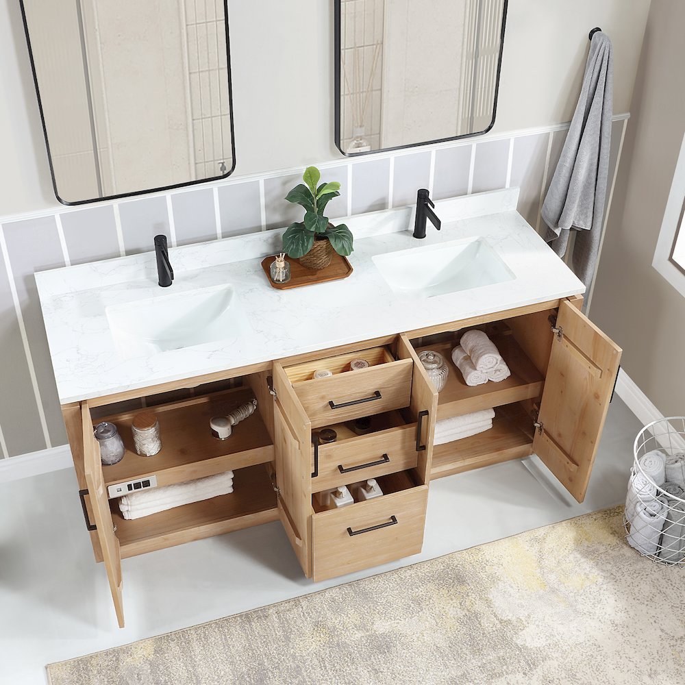 San 72" Free-standing Double Bath Vanity in Fir Wood Brown