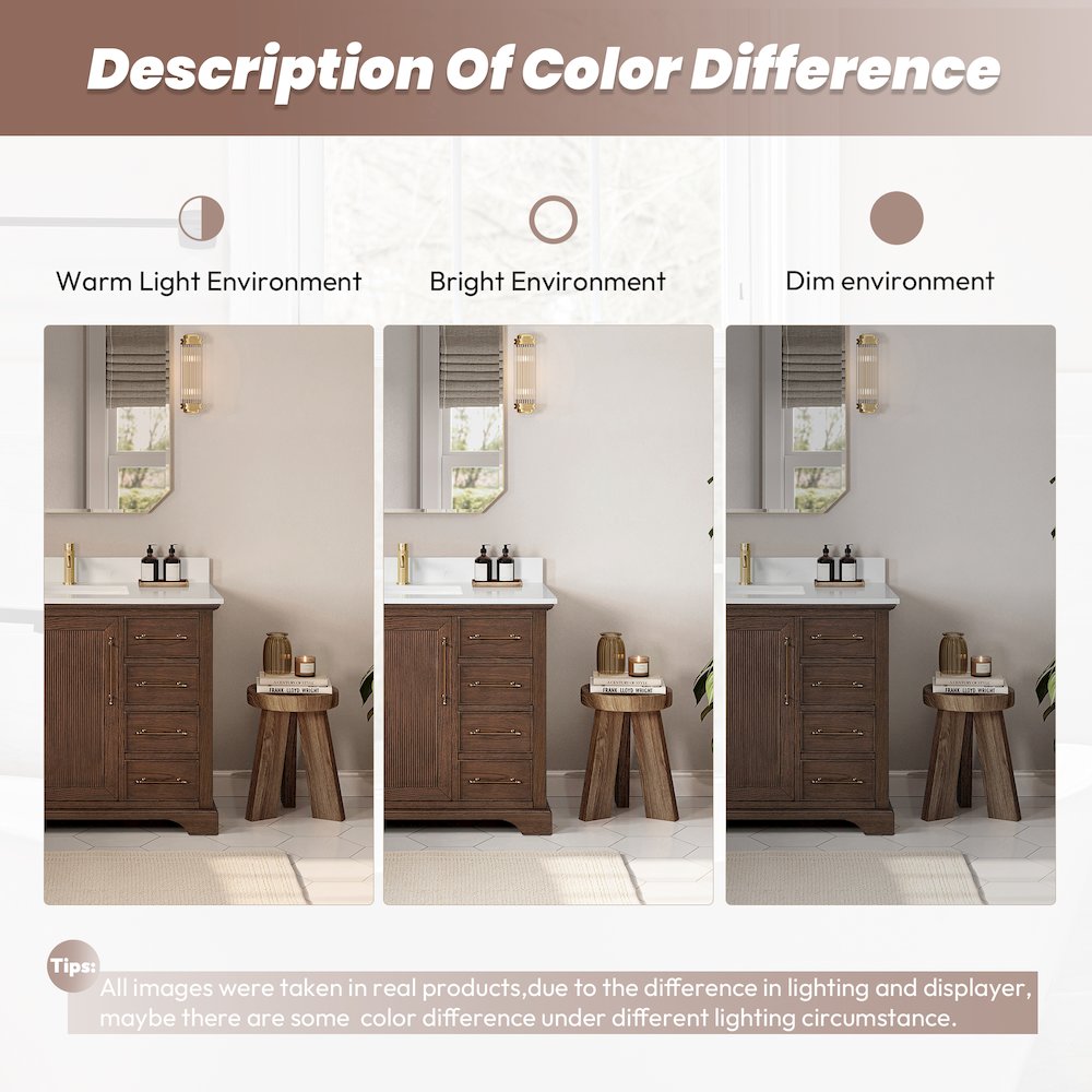 Tokyo 36" Freestanding Single Bath Vanity in Aged Dark Brown Oak