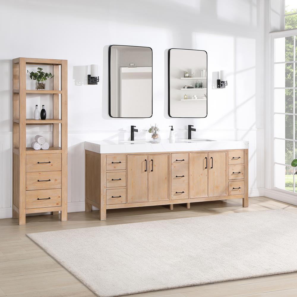 Free-standing Double Bathroom Vanity with Composite top and Mirror