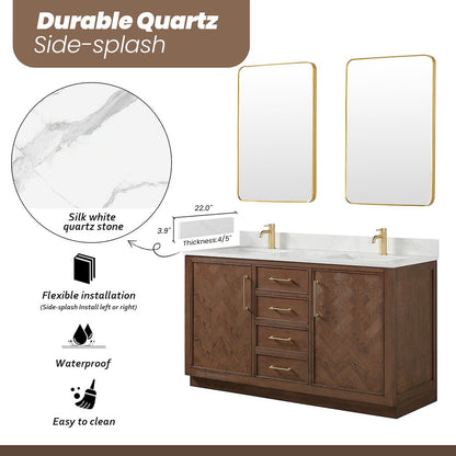 Jakarta 60M" Freestanding Double Bath Vanity in Aged Dark Brown Oak