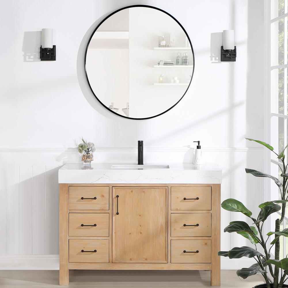 Free-standing Single Bathroom Vanity with Composite top and Mirror