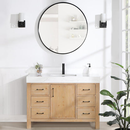 Free-standing Single Bathroom Vanity with Composite top and Mirror