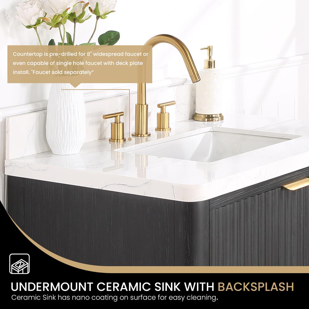 Free-standing Single Bathroom Vanity with Composite top and Mirror