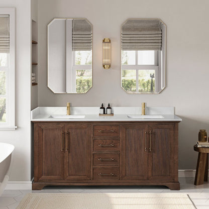 Tokyo 72" Freestanding Double Bath Vanity in Aged Dark Brown Oak