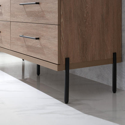 Single Sink Bath Vanity with Sintered Stone Top with Concrete Sink and Mirror