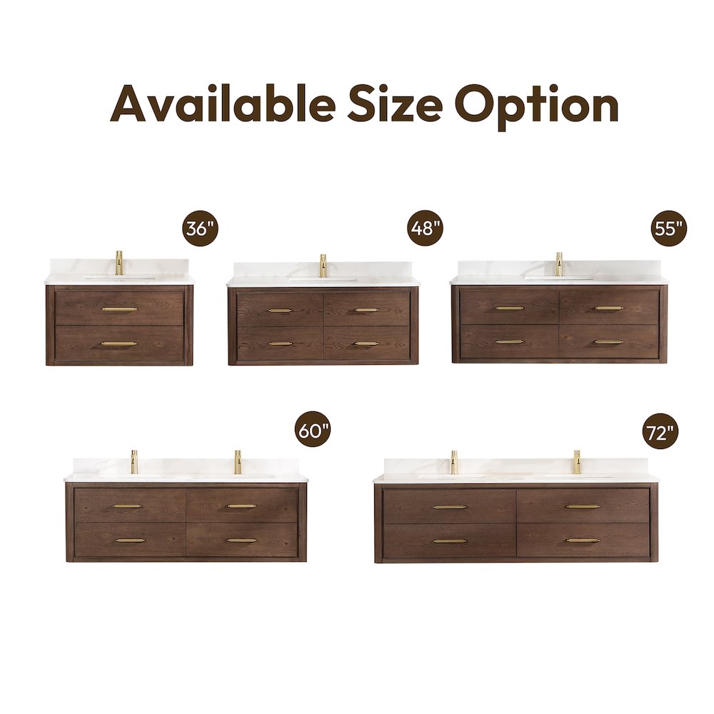 Cristo 72" Floating Double Bath Vanity in Aged Dark Brown Oak
