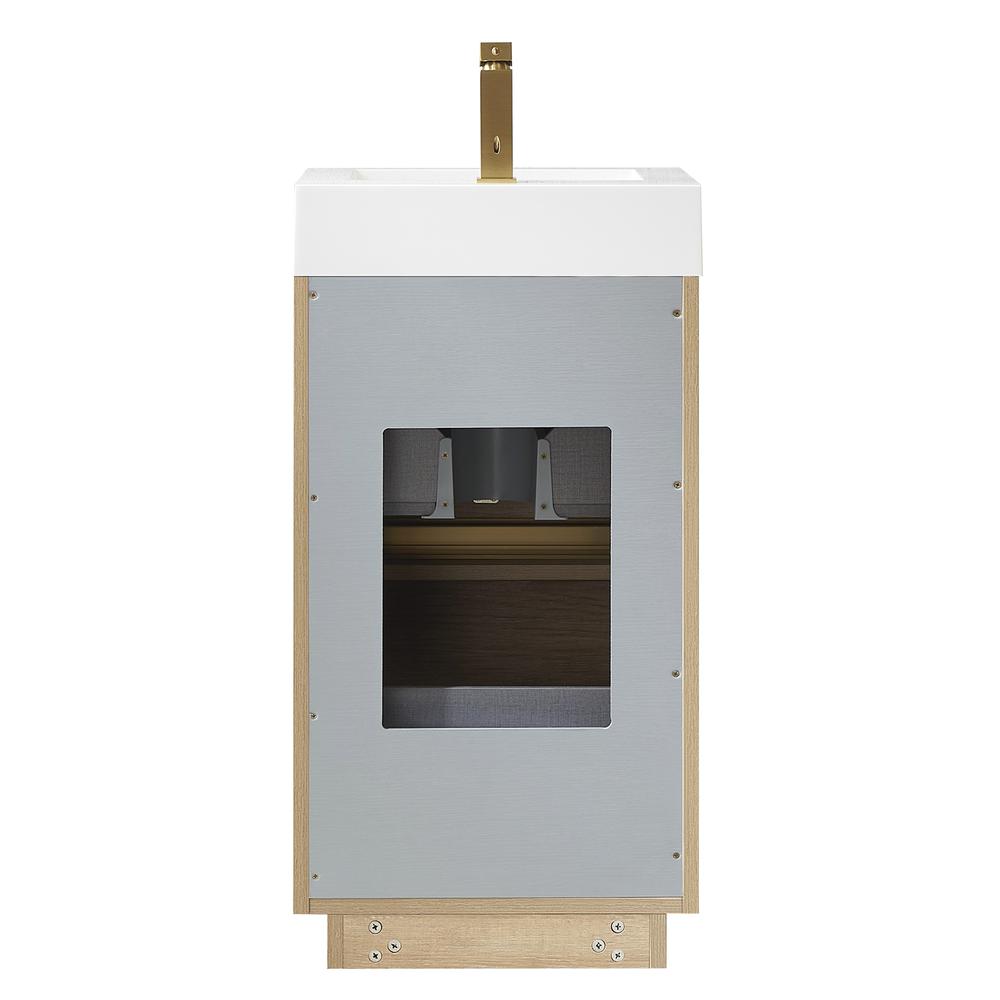 Single Sink Bath Vanity with Composite Integral Square Sink Top and Mirror
