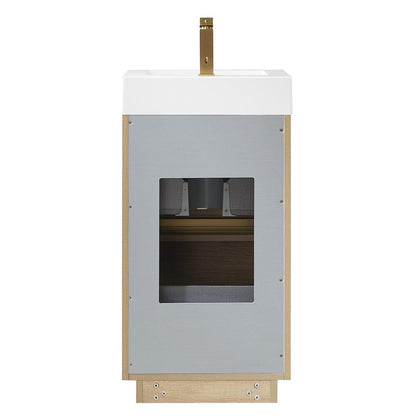 Single Sink Bath Vanity with Composite Integral Square Sink Top and Mirror