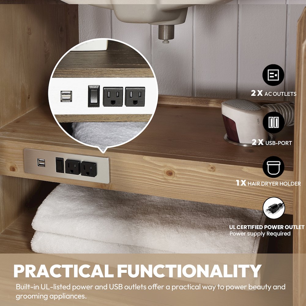 Javier 42" Free-standing Single Bath Vanity in Spruce Antique Brown